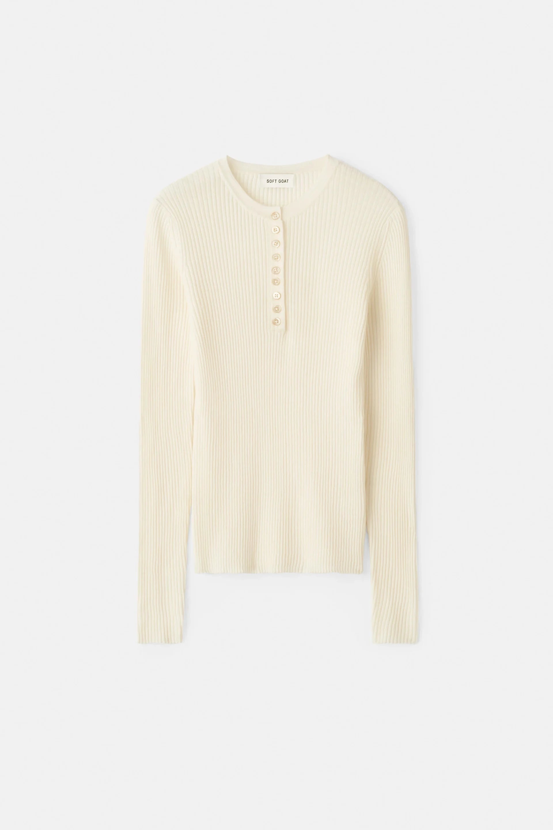 FEATHERLIGHT HENLEY TOP IN BONE TOP SOFT GOAT 