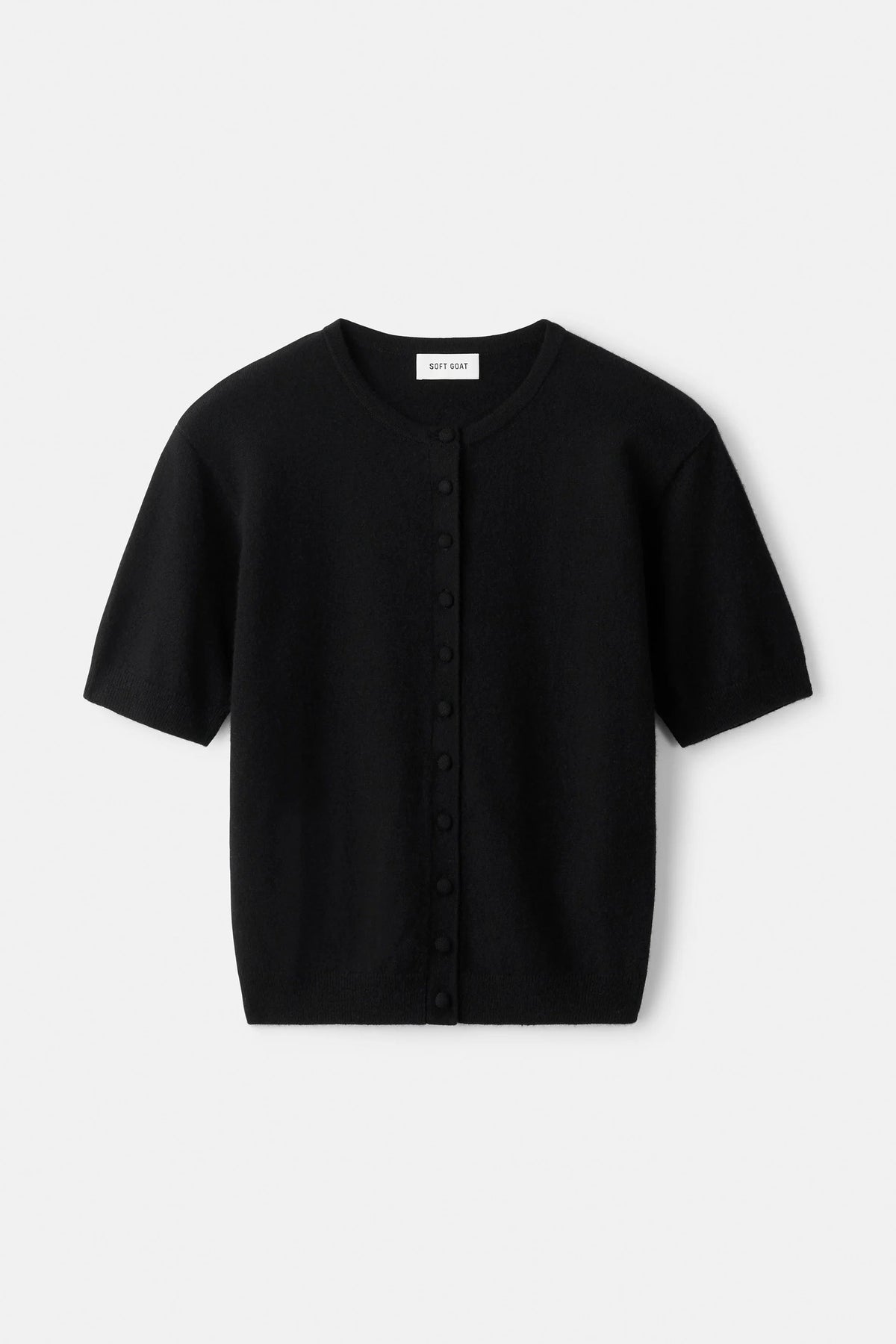SHORT SLEEVED CARDIGAN IN BLACK CARDIGAN SOFT GOAT 