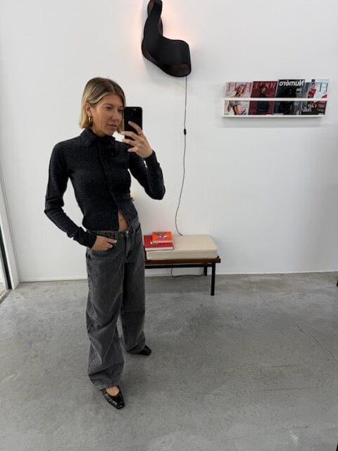 COCOON DENIM PANTS IN DARK GREY JEANS REMAIN 