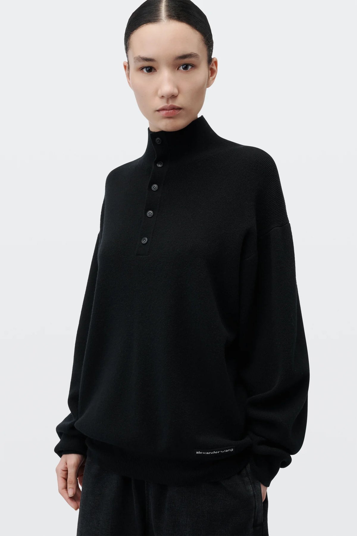 TURTLENECK HENLEY W/ KNIT LOGO