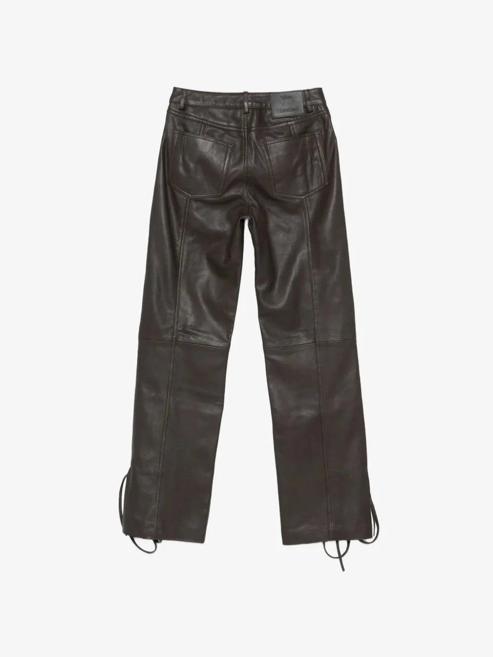 BELLA STRING LEATHER PANTS IN DARK BROWN PANTS WON HUNDRED 