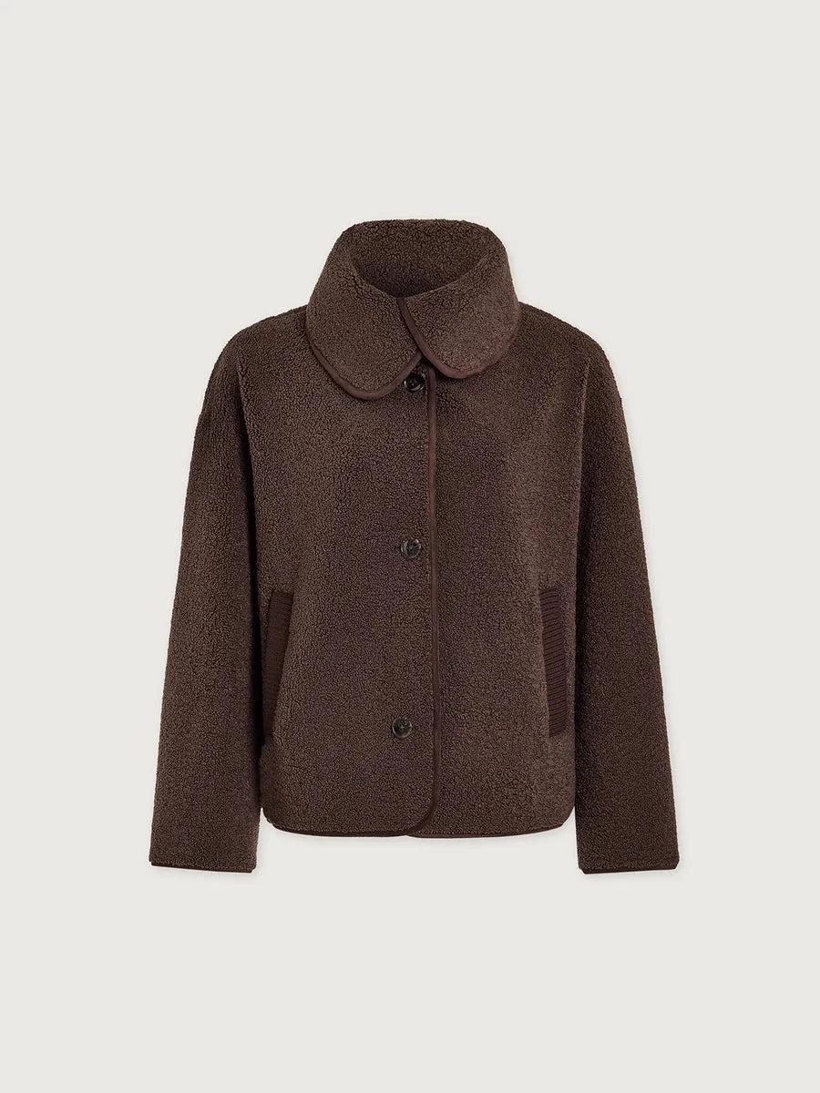 KELLAN SHORT BOXY JACKET IN DEEP MAHOGANY JACKET VARLEY 