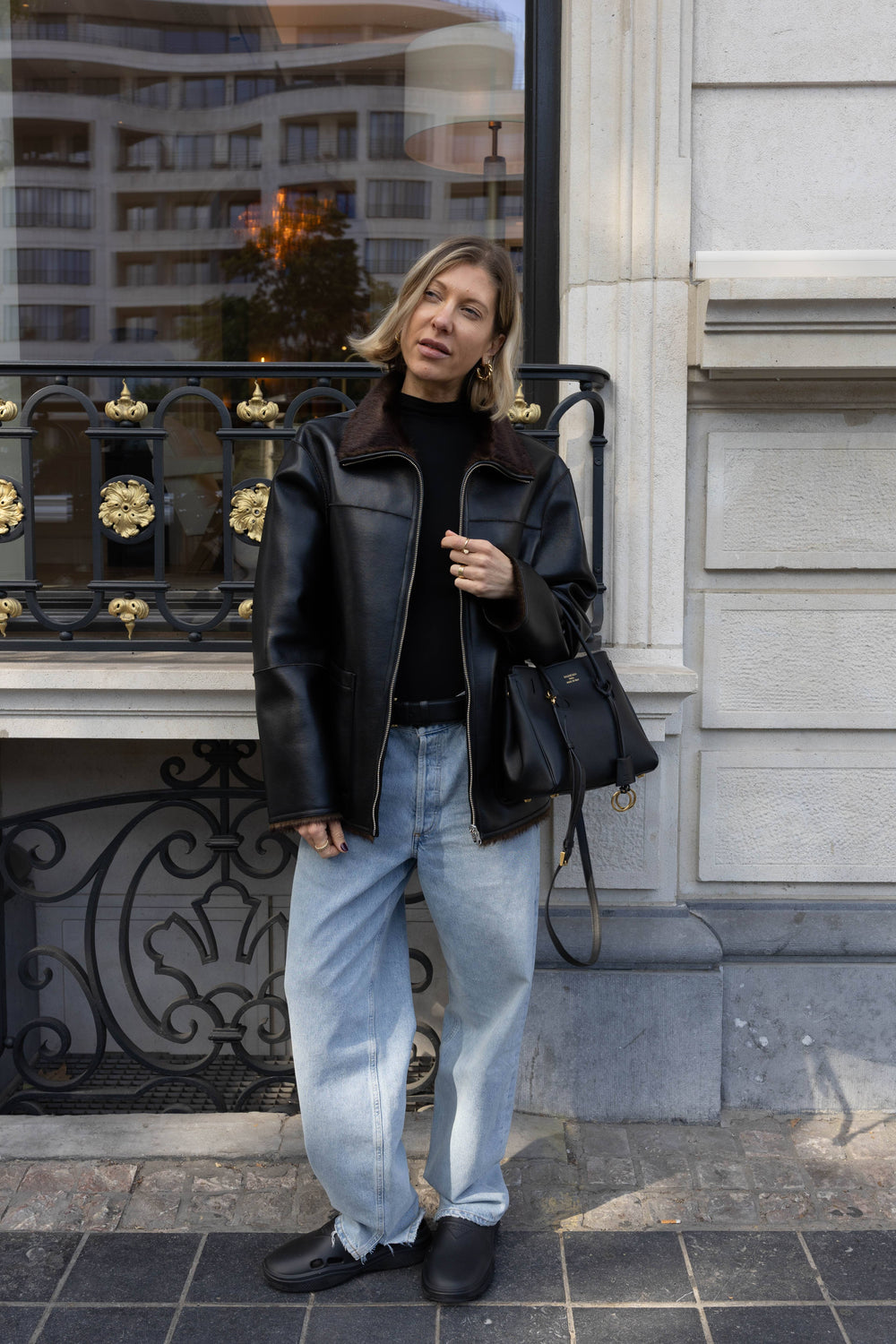 BRELLA JACKET IN BLACK/BROWN JACKET STAND STUDIO 