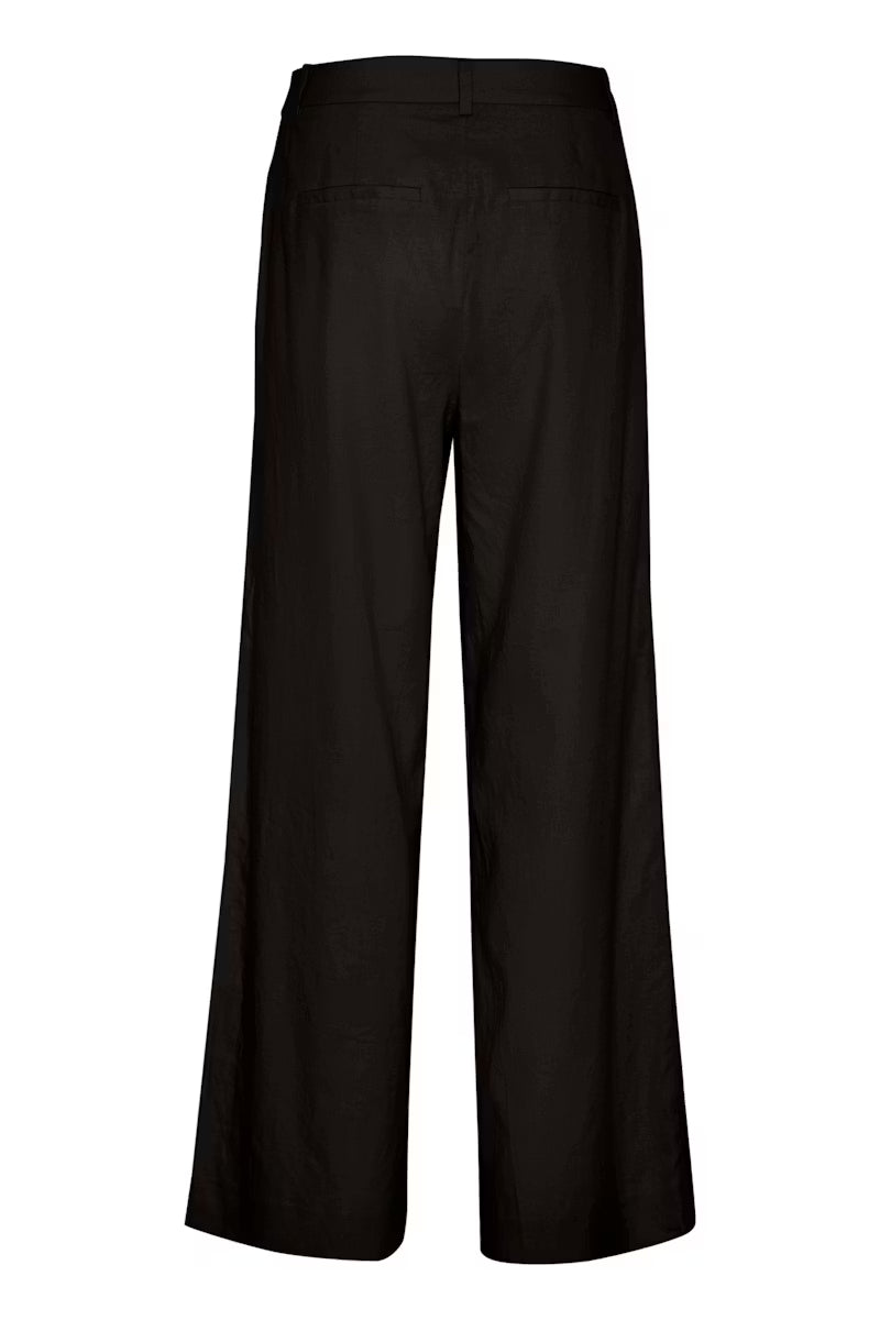 ELARAHGZ LINEN HW PANTS IN BLACK PANT GESTUZ 