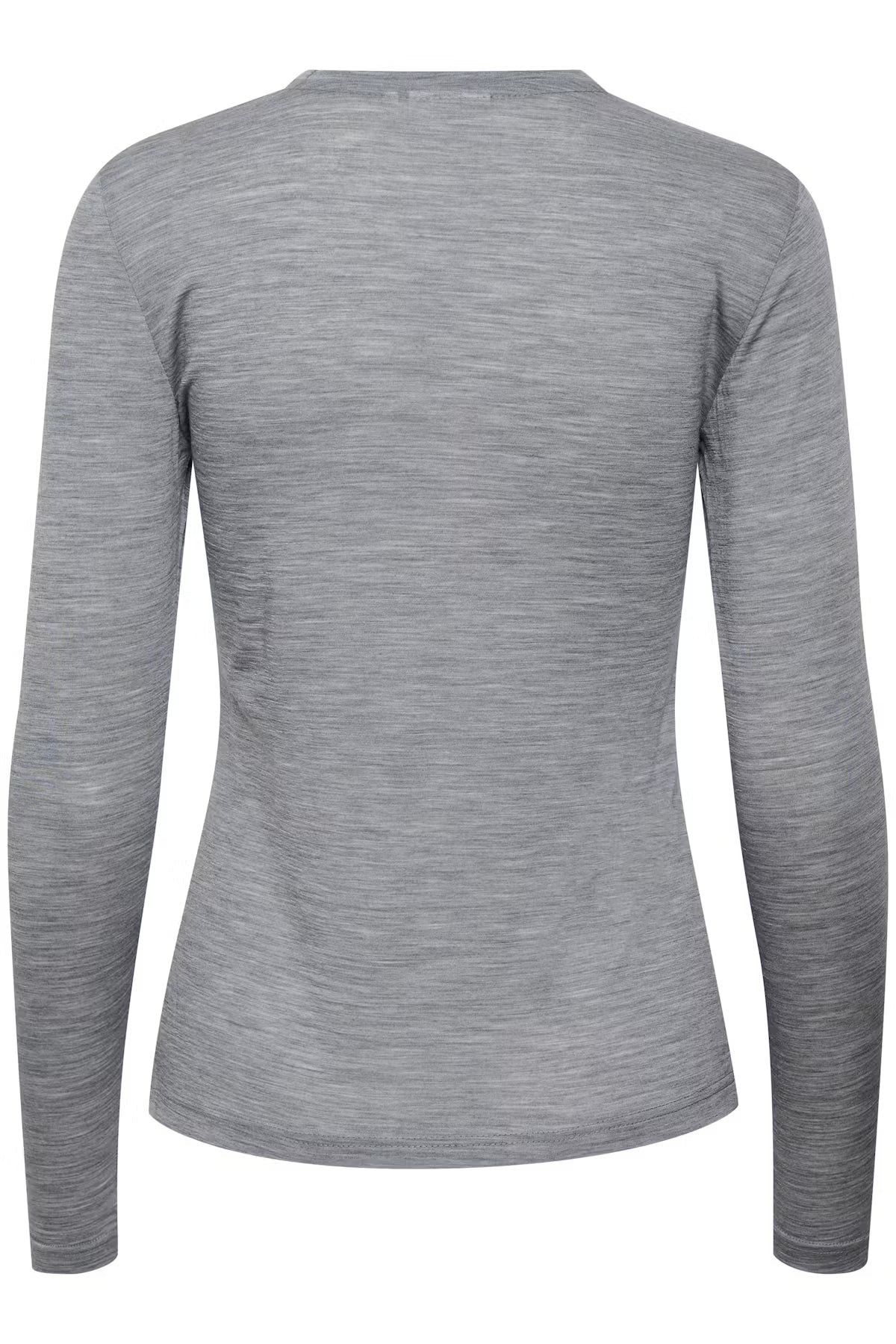 NINIA LS WOOL ROUNDNECK IN GREY MELANGE ROUNDNECK GESTUZ 