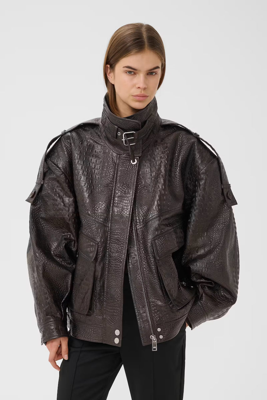 TORI JACKET IN GANACHE CROCO