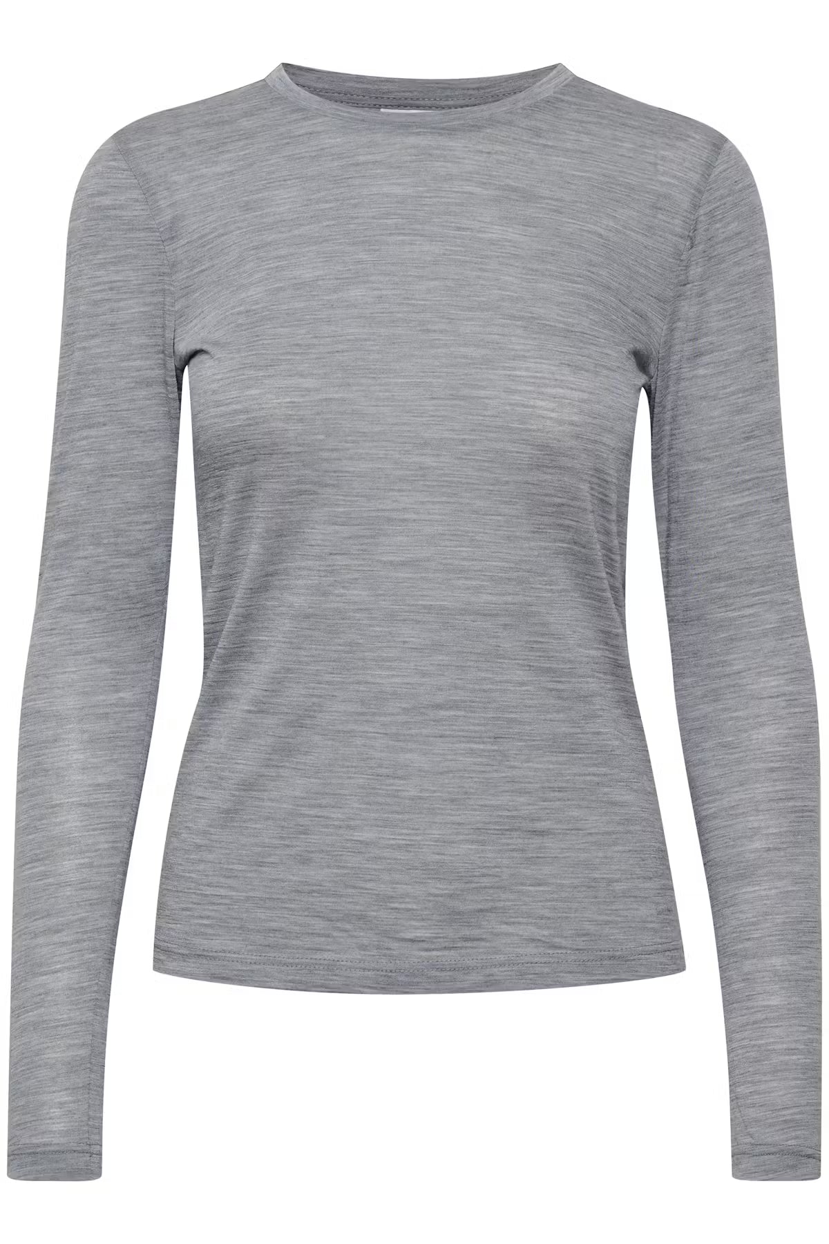 NINIA LS WOOL ROUNDNECK IN GREY MELANGE ROUNDNECK GESTUZ 