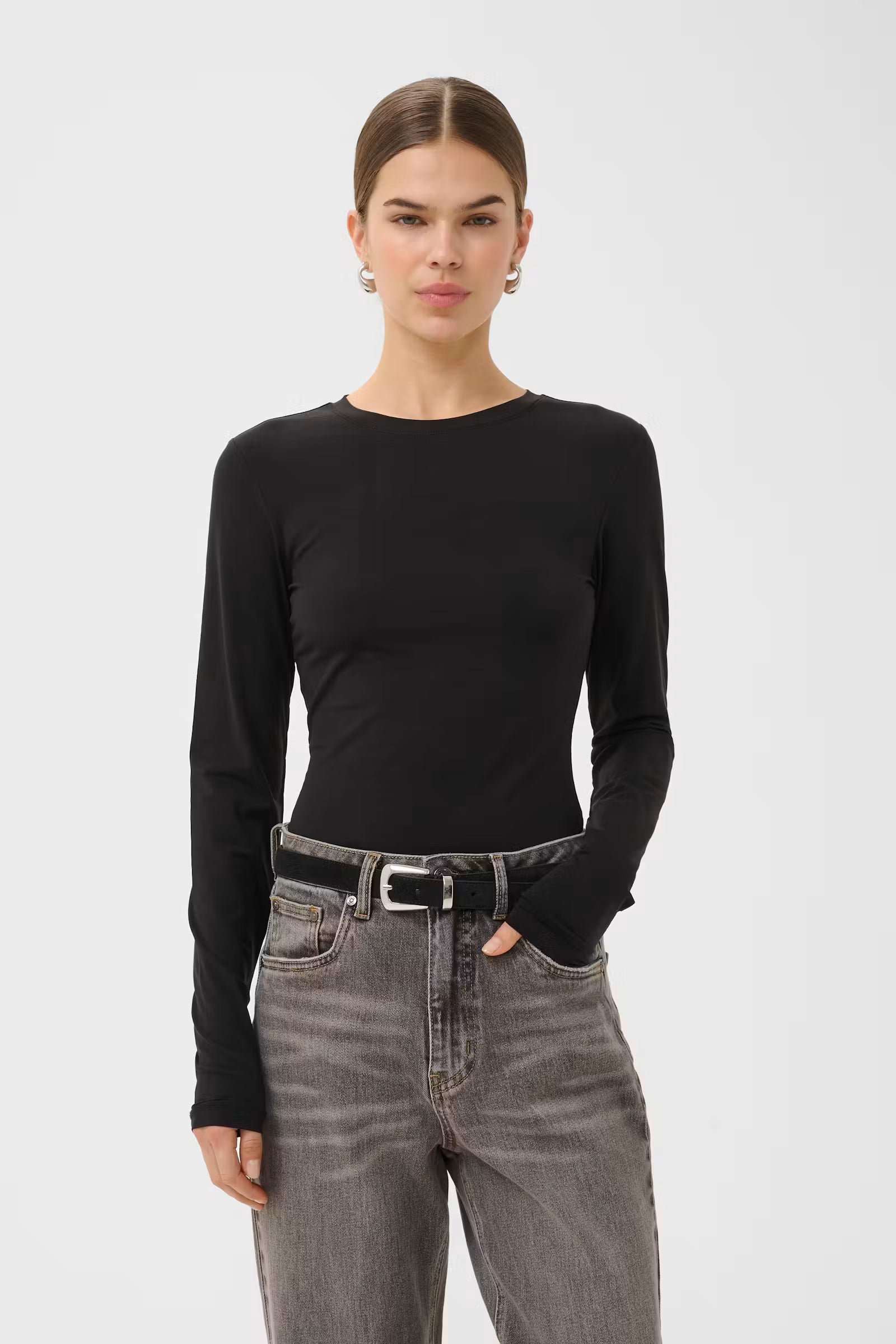 MIDA LS TOP IN BLACK TOP GESTUZ 