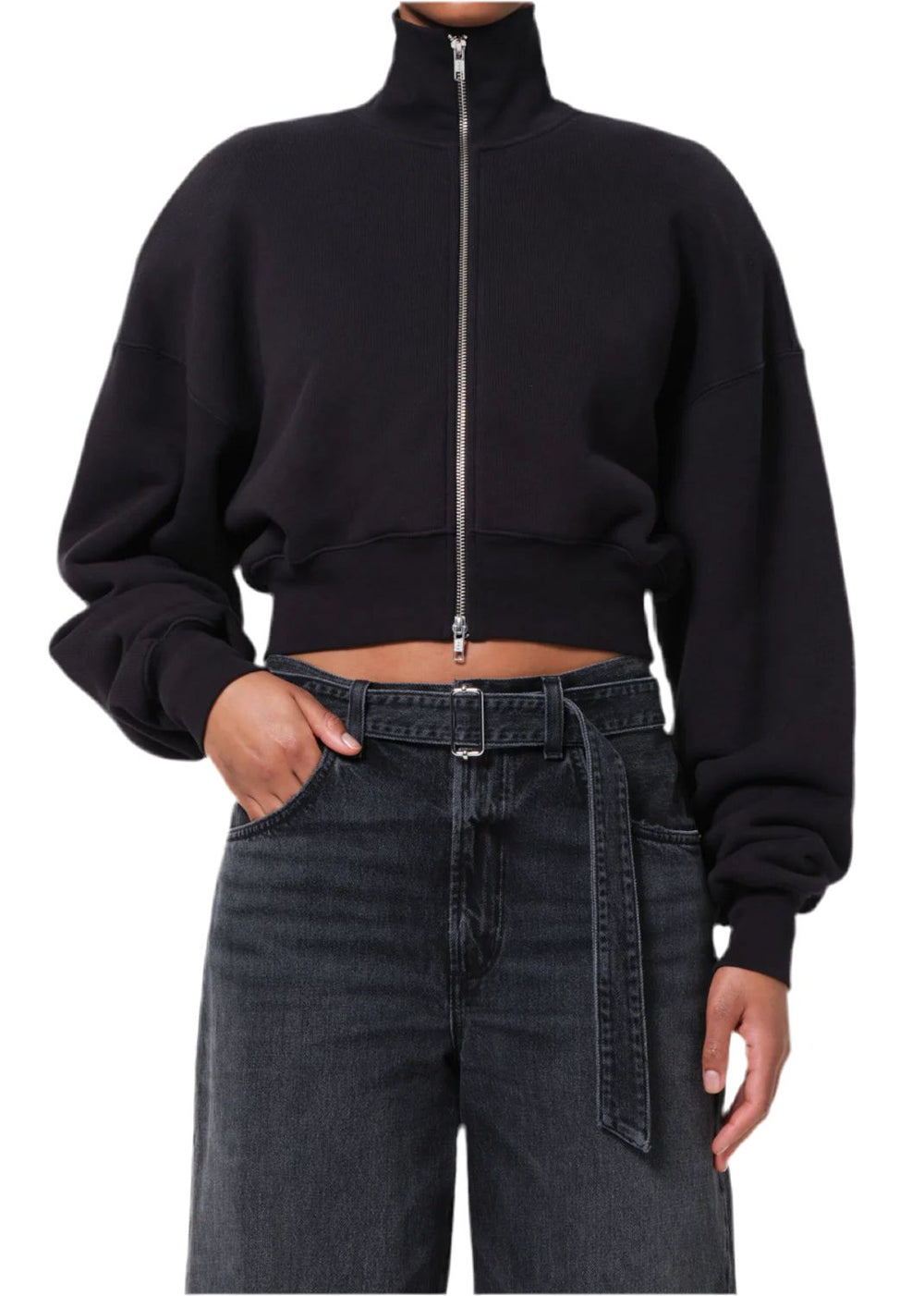 DARBY ZIP UP HOODIE IN WASHED BLACK SWEATER AGOLDE 