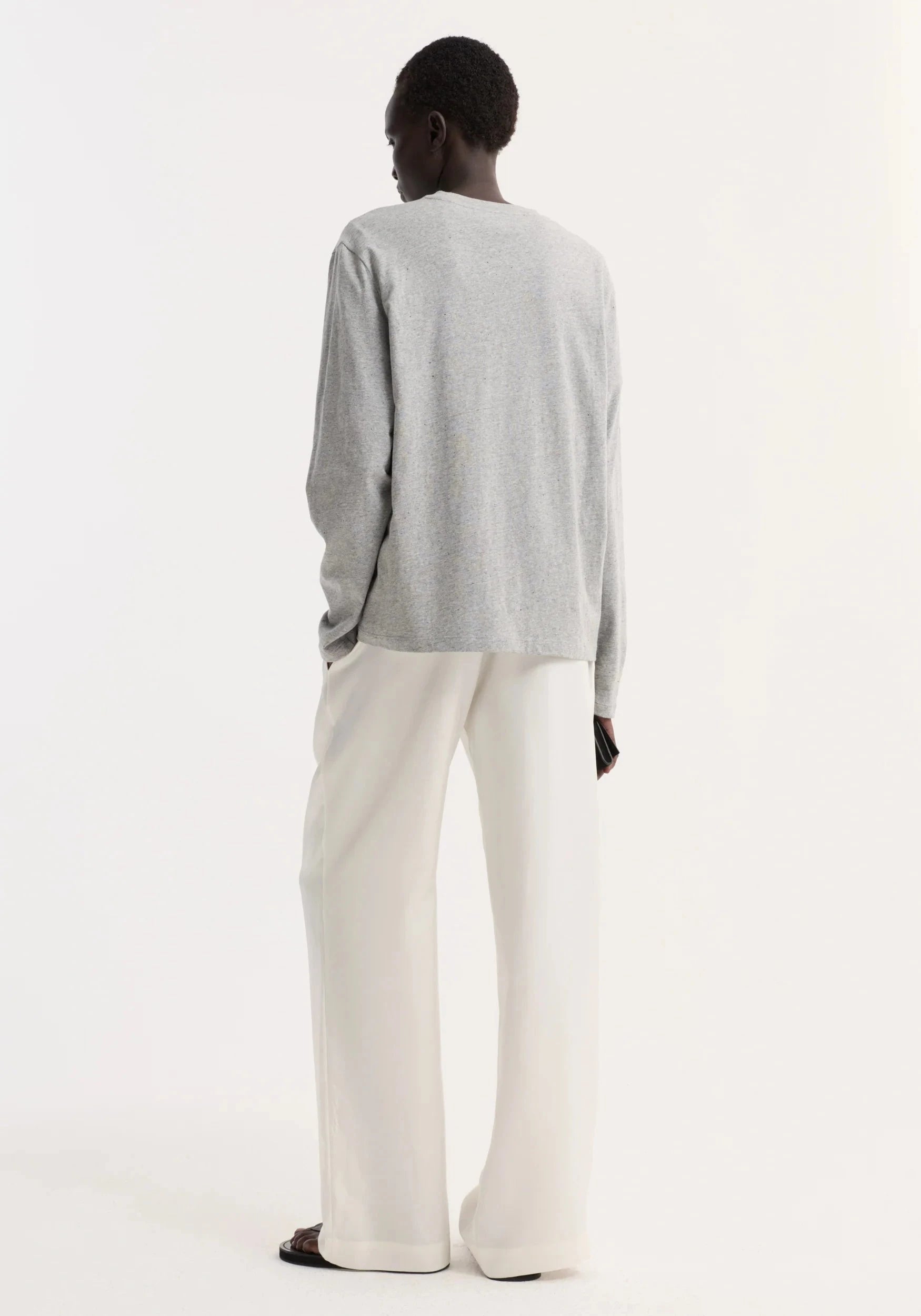 SLUB JERSEY LONG SLEEVE IN LIGHT GREY TOP ROHE 