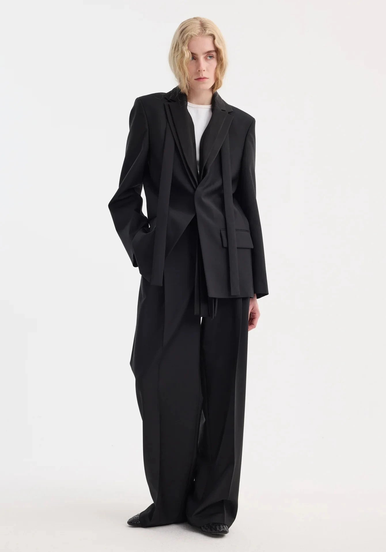 DECONSTRUCTED SATIN SUIT JACKET BLAZER ROHE 