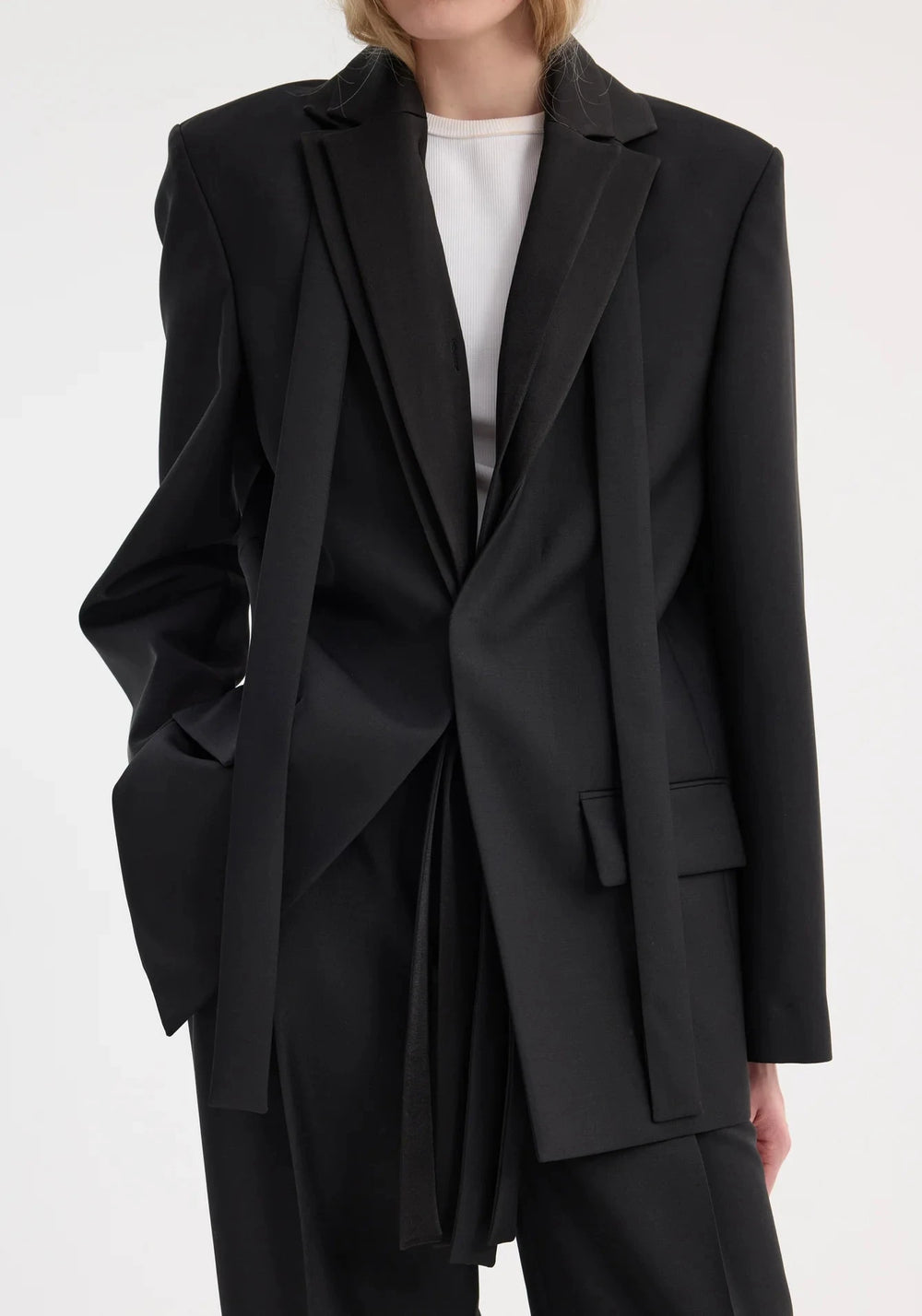 DECONSTRUCTED SATIN SUIT JACKET BLAZER ROHE 