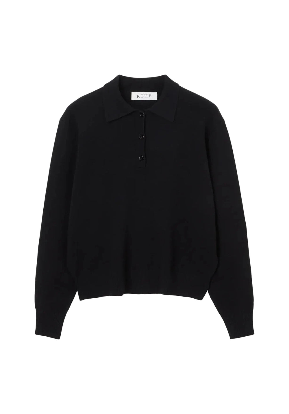 COMPACT KNITTED POLO IN BLACK KNIT ROHE 