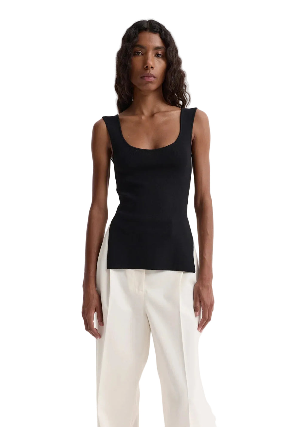 LONG KNITTED BUSTIER TOP IN BLACK