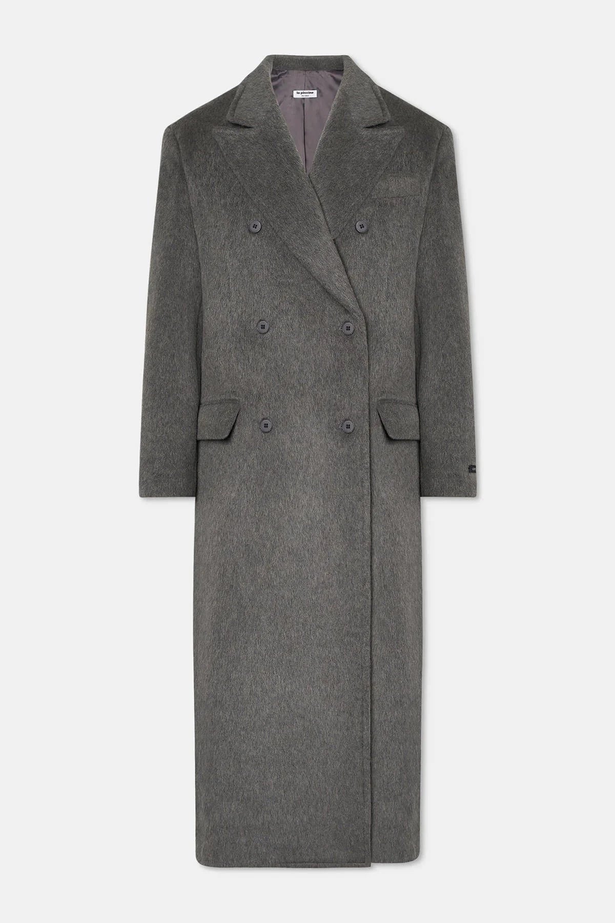 DOUBLE BREASTED COAT IN MEDIUM GREY COAT LA PISCINE 