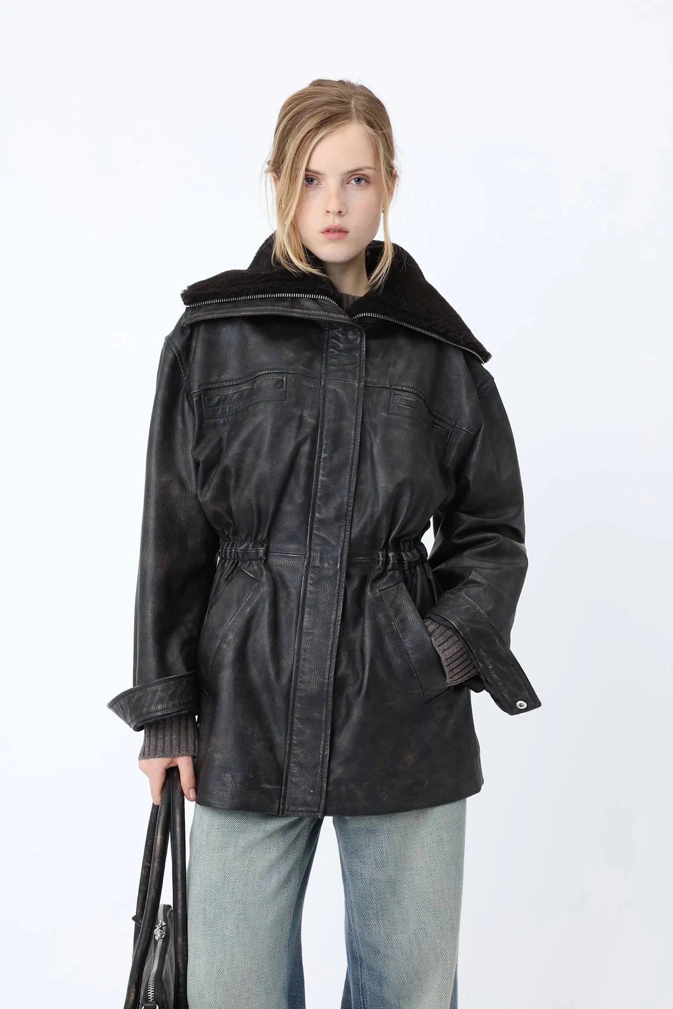 DORA LEATHER JACKET JAVA IN BROWN JACKET WON HUNDRED 