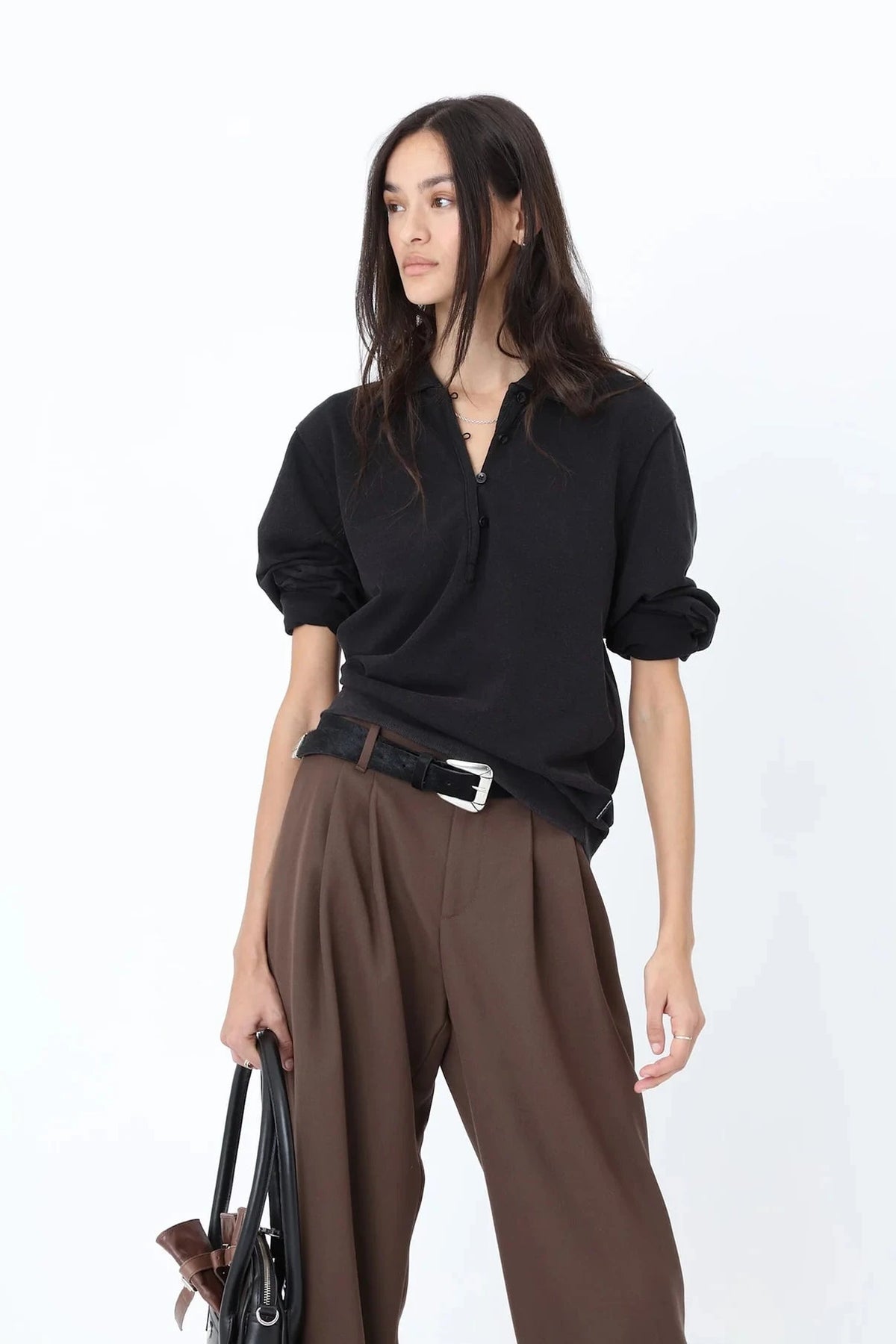 PAULA POLO IN WASHED BLACK POLO WON HUNDRED 