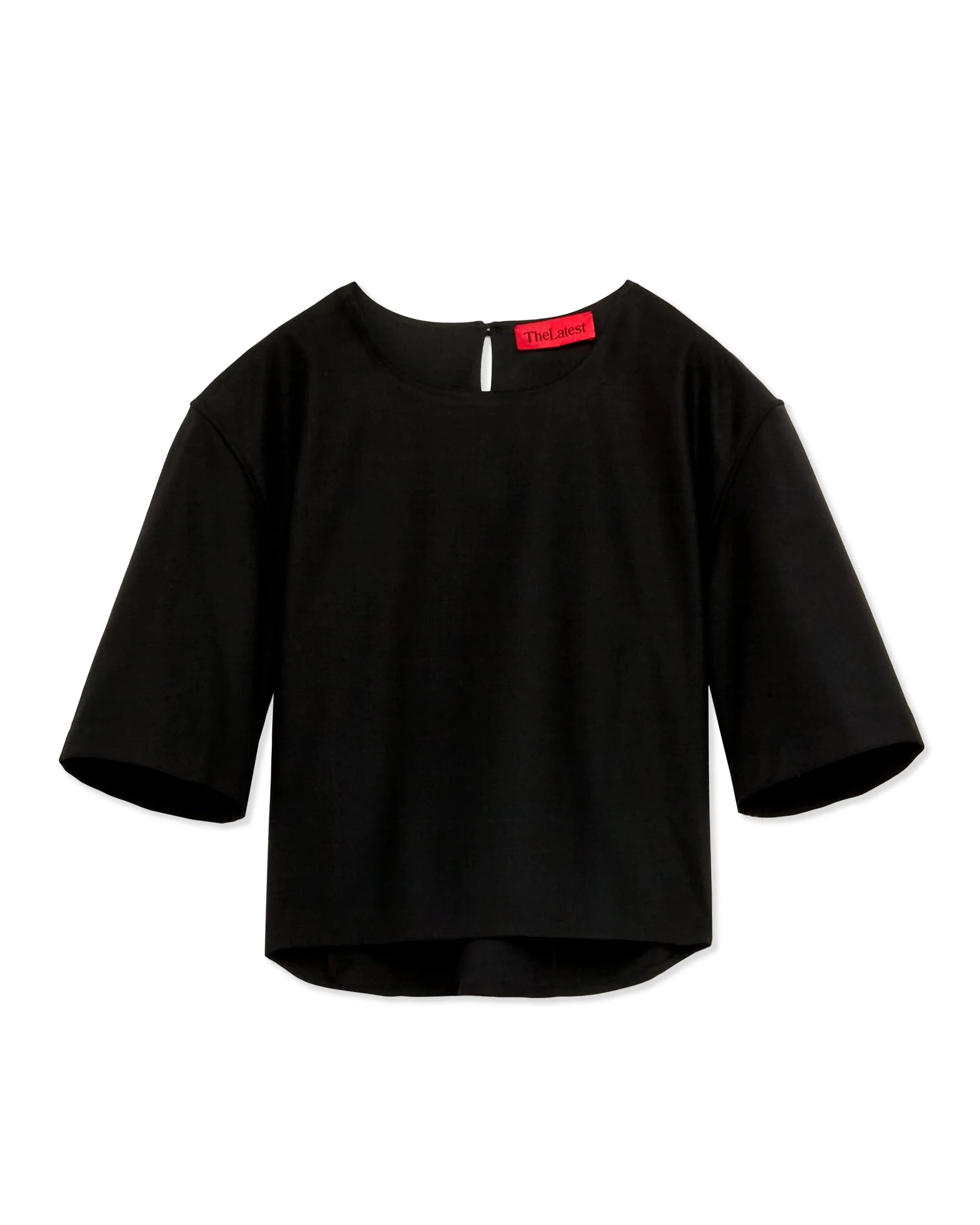 DULCE FLANELLA MISTO LANA TOP IN BLACK TOP THE LATEST 