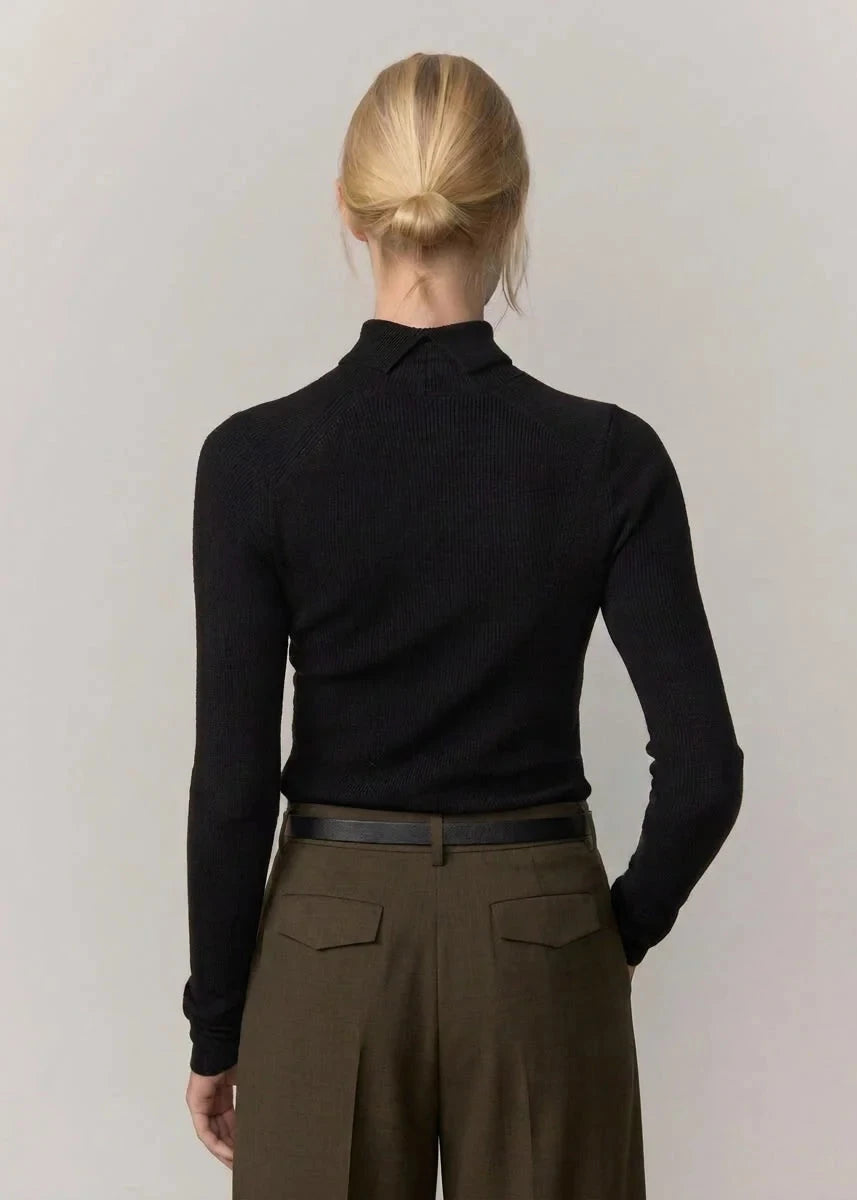 BIB KNIT BLOUSE IN BLACK KNIT HERSKIND 