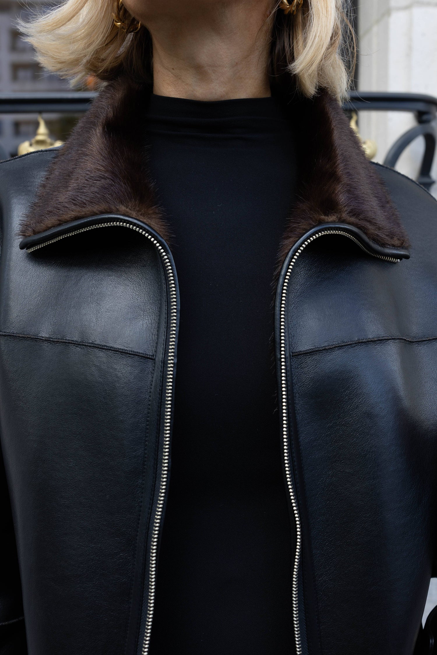 BRELLA JACKET IN BLACK/BROWN JACKET STAND STUDIO 