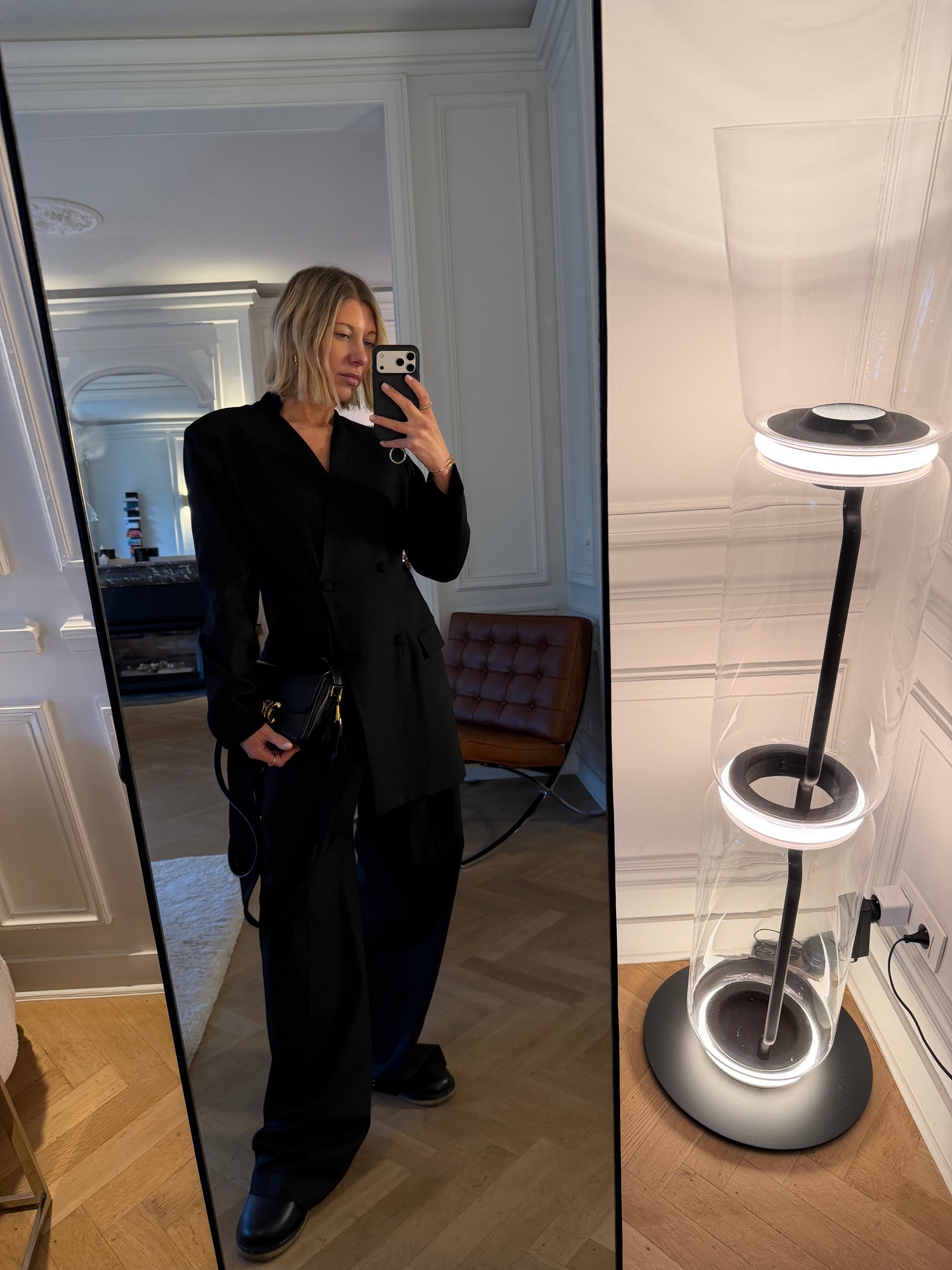 PLEATED WIDE LEG PANTS-BLACK PANT STUDIO CUT 