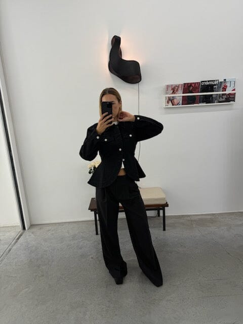 LAYLA DENM JACKET IN BLACK JACKET OVAL SQUARE 