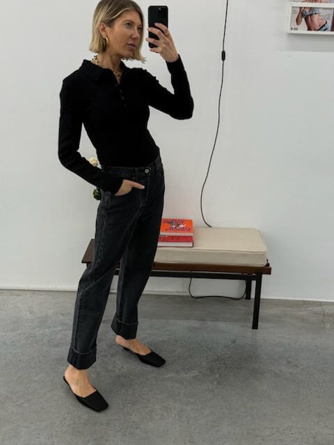 GZDREW LS POLO TOP IN BLACK POLO GESTUZ 