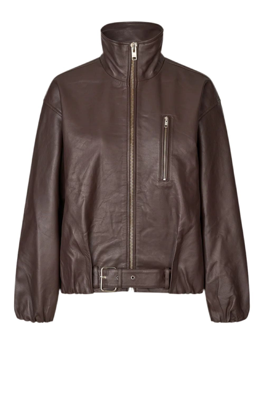 LENNY LEATHER JACKET IN COFFEE JACKET OVAL SQUARE 