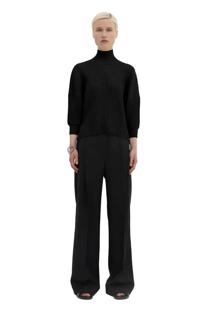 KASSIS KNITTED TOP IN PLISSE STITCH IN BLACK TOP CHRISTIAN WIJNANTS 