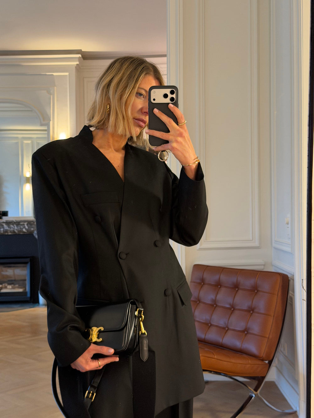 PLEATED WIDE LEG PANTS-BLACK PANT STUDIO CUT 