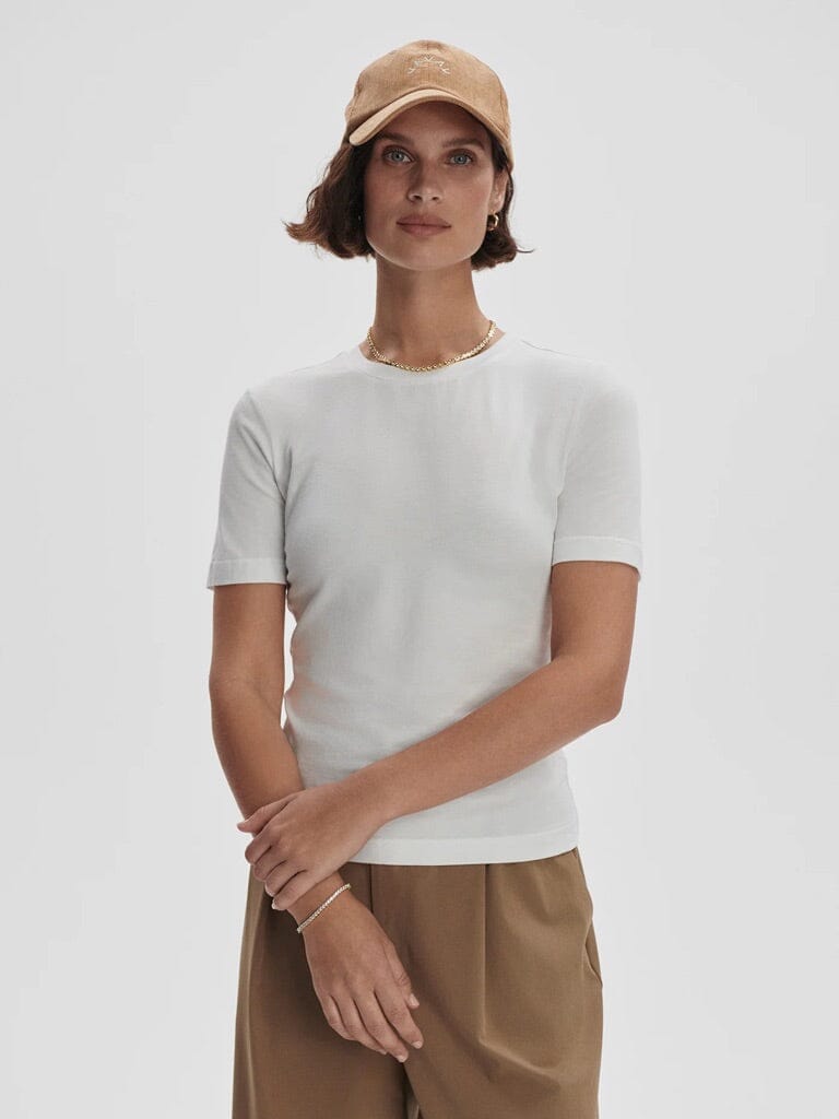 REGINA FITTED TEE IN WHITE TEE VARLEY 