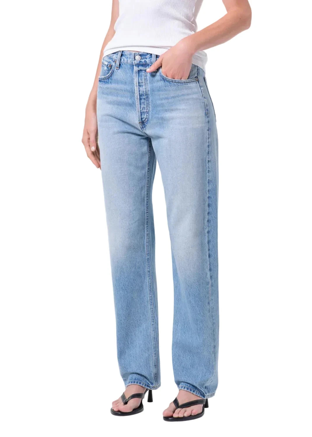 90S MID RISE STRAIGHT 32’ IN STREAM JEANS AGOLDE 