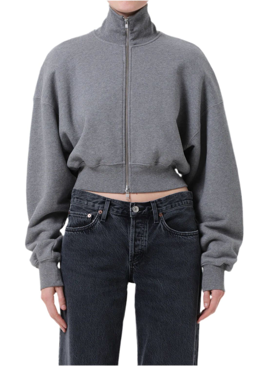 DARBY ZIP UP IN GREY SWEATER AGOLDE 