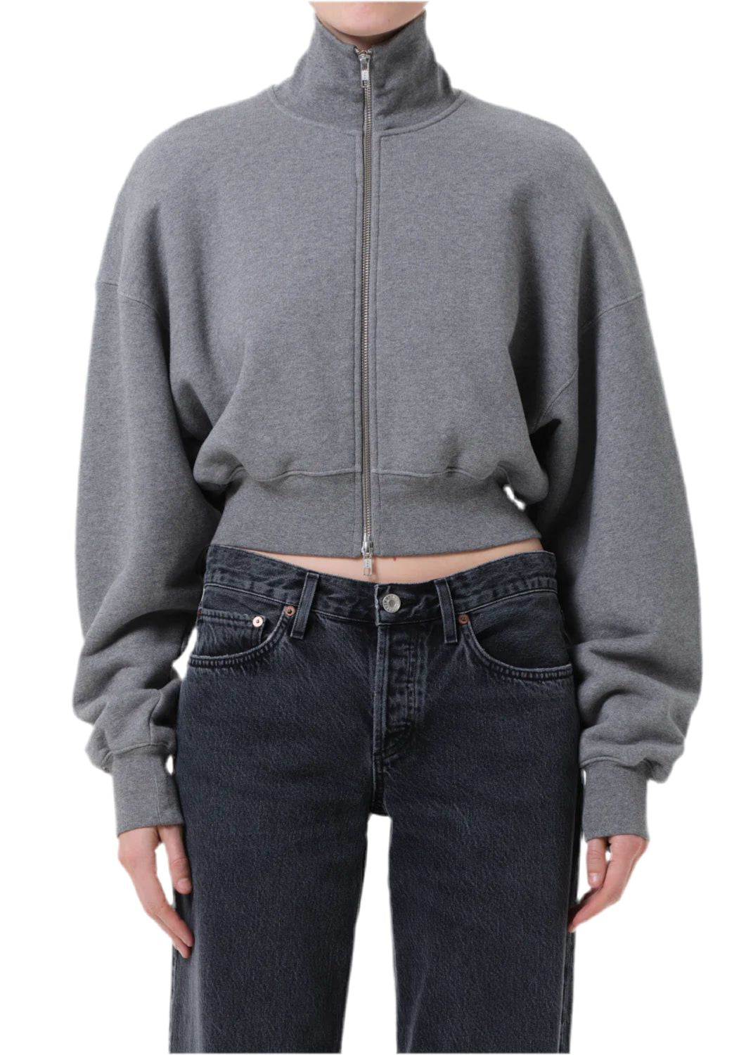 DARBY ZIP UP IN GREY SWEATER AGOLDE 