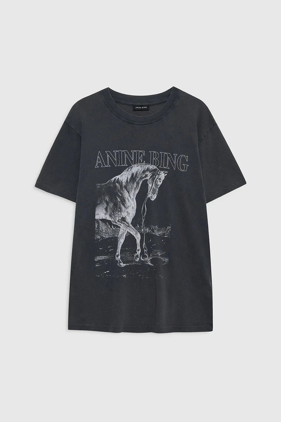 LILI TEE HORSE IN WASHED BLACK T-SHIRT ANINE BING 
