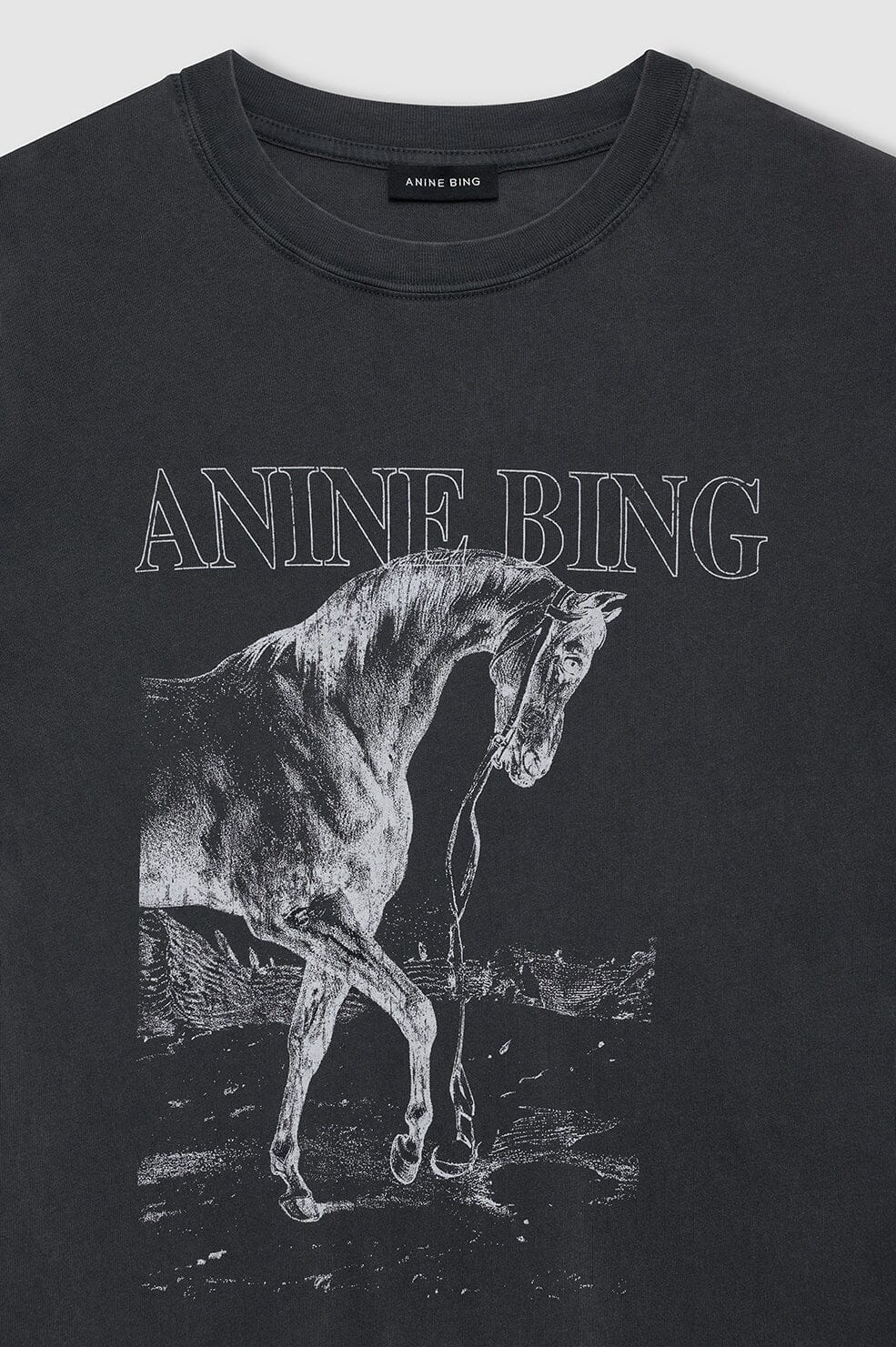 LILI TEE HORSE IN WASHED BLACK T-SHIRT ANINE BING 