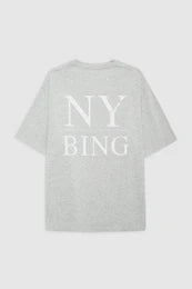 MYERS TEE SERIF NY IN WASHED HEATHER GREY T-SHIRT ANINE BING 
