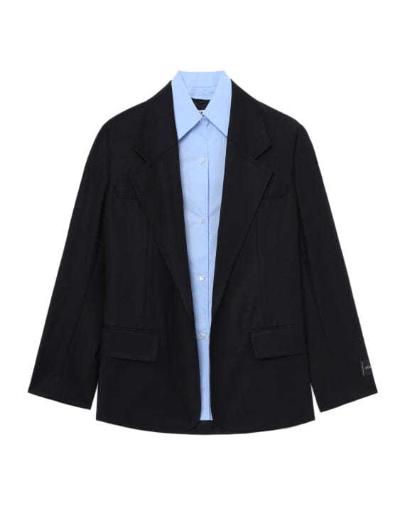 ALEXANDER WANG-1WC3242551-PRESTYLED OVERSIZE JACKET WITH DICKIE-BLACK BLAZER ALEXANDER WANG 