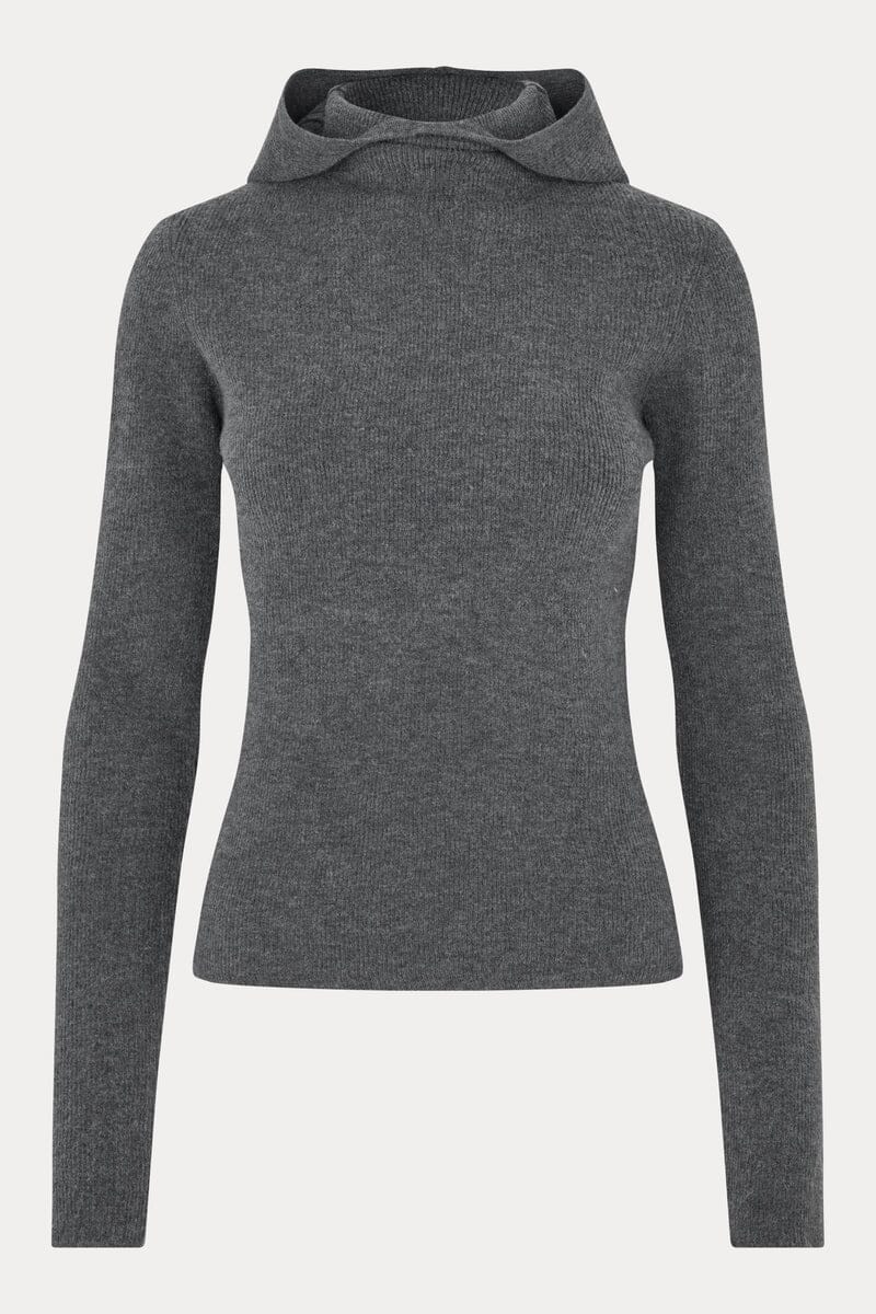 ALANIS HOOD KNIT IN DARK GREY KNIT OVAL SQUARE 