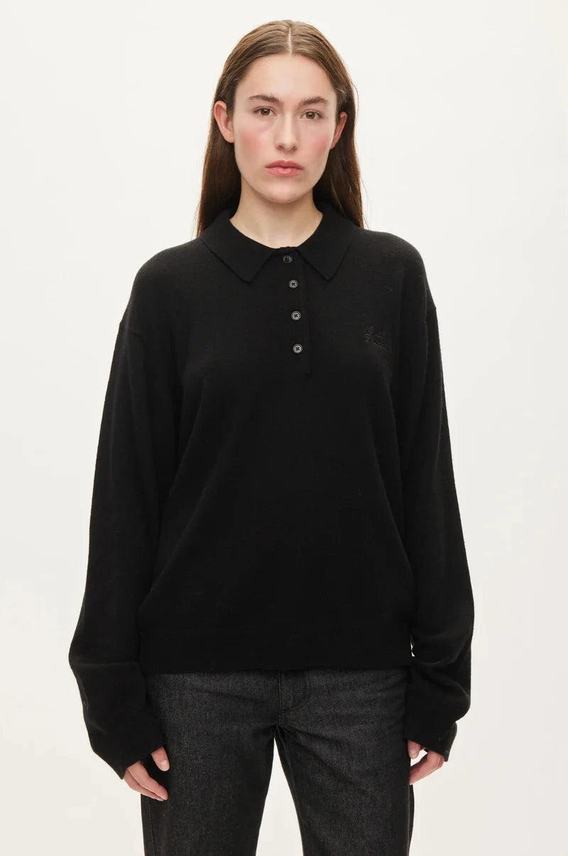 AVAR KNIT POLO IN BLACK POLO OVAL SQUARE 