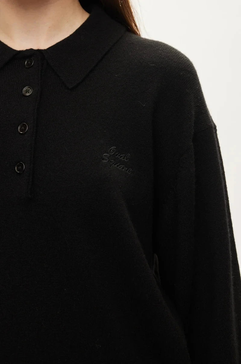 AVAR KNIT POLO IN BLACK POLO OVAL SQUARE 