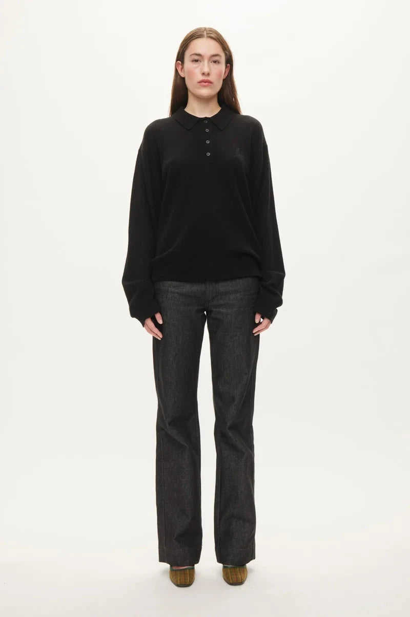 AVAR KNIT POLO IN BLACK POLO OVAL SQUARE 