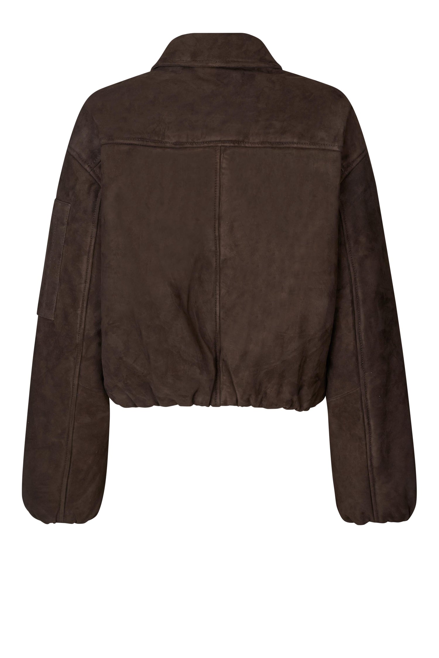 SPIRIT SUEDE BOMBER IN CHOCOLATE TORTE JACKET OVAL SQUARE 
