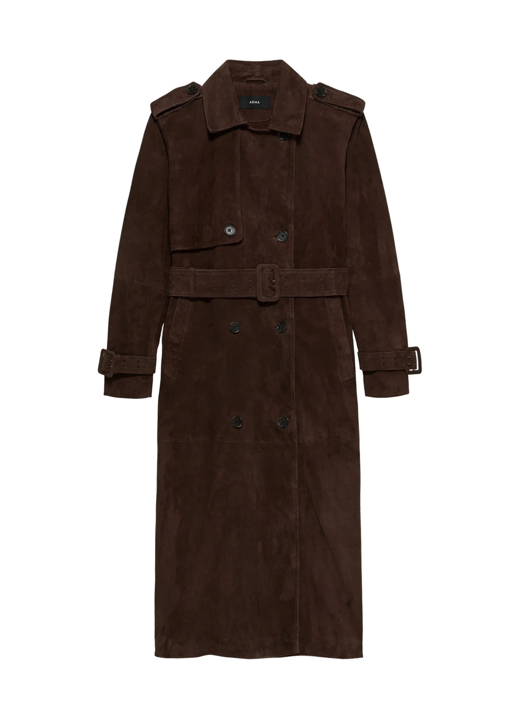 BENEDICT GOAT SUEDE TRENCH IN DARK BROWN COAT ARMA 