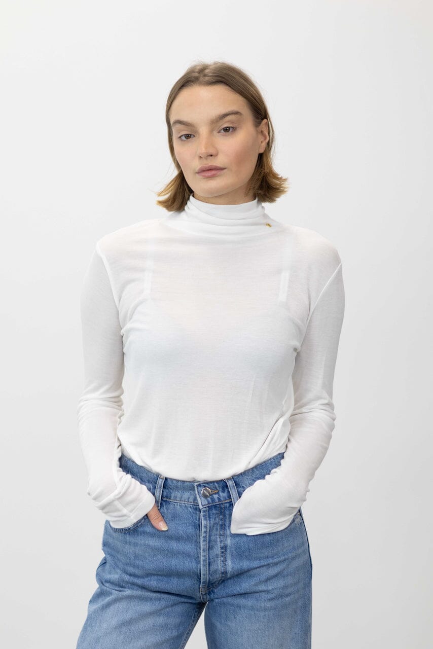 LIA CASHMERE BLED TURTLENECK IN ECRU TOP ANINE BING 