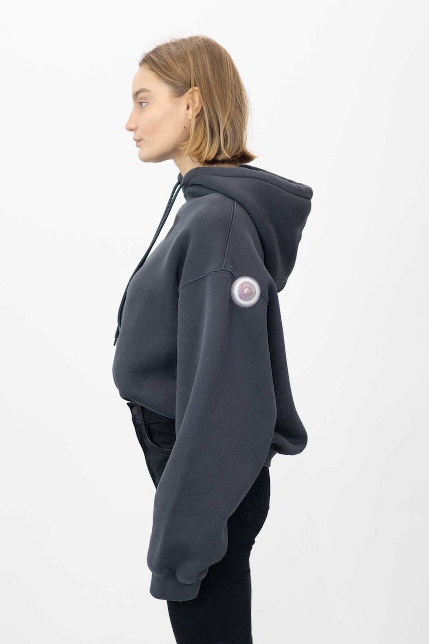 THE ESSENTIAL TERRY HOODIE WITH LOGO IN SOFT OBSIDIAN HOODIE ALEXANDER WANG 