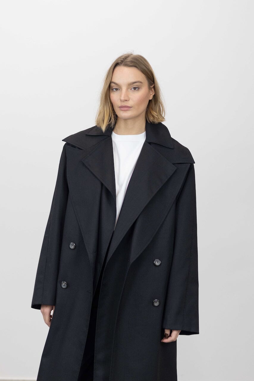 WOOL TAILORING SCARF COAT COAT ROHE 