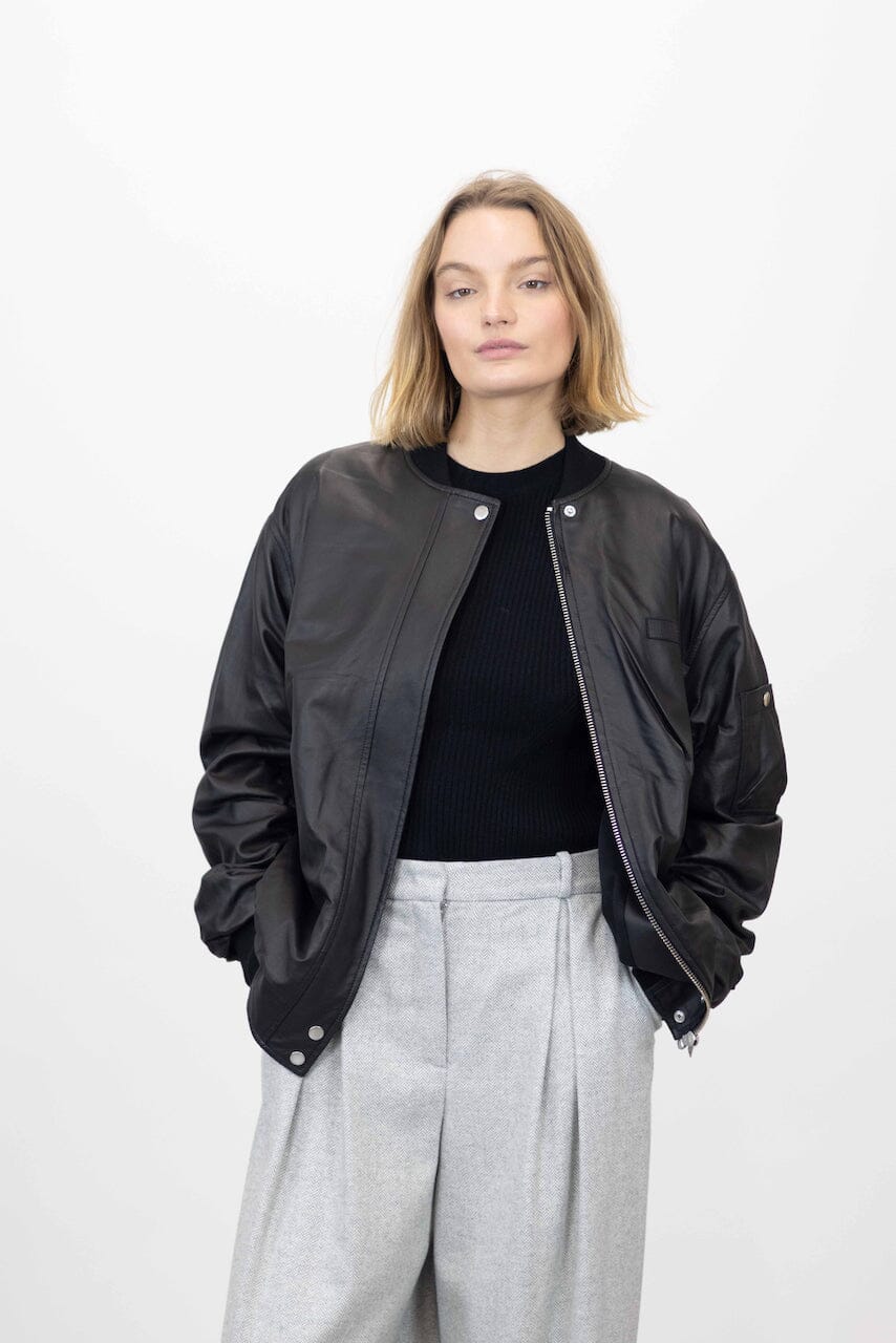 KEREM OVERSIZED LEATHER BOMBER COATS IRO 