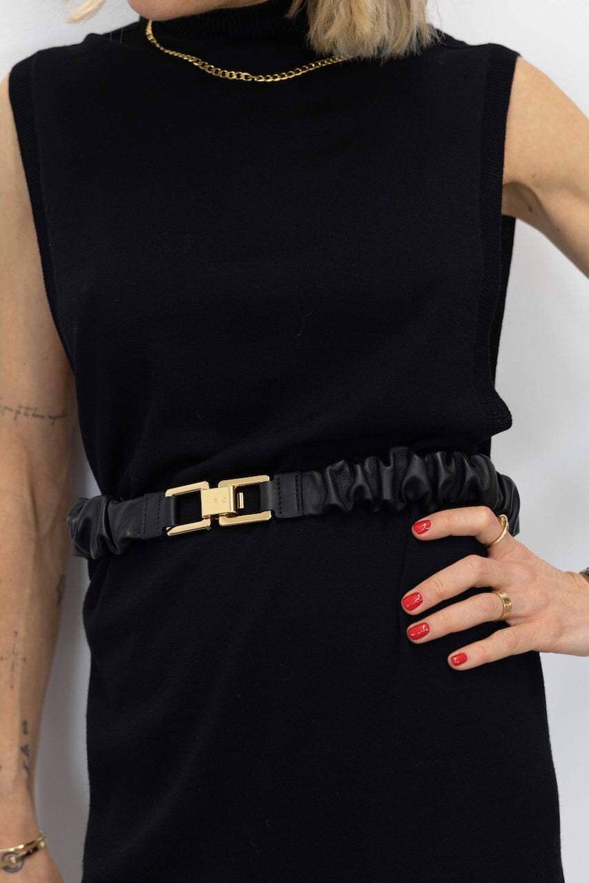 AJNA PLEATED LEATHER BELT BELT IRO 