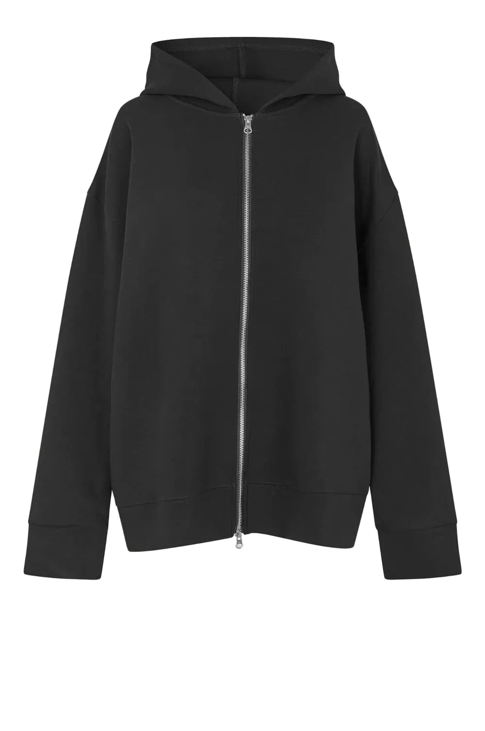 BOBBI ZIP HOOD IN BLACK KNIT OVAL SQUARE 